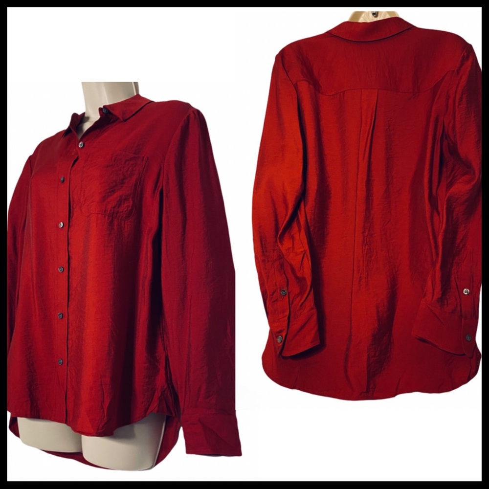 NWOT WESTBOUND Red Button-Down Long Sleeve Shirt S - Picture 4 of 7